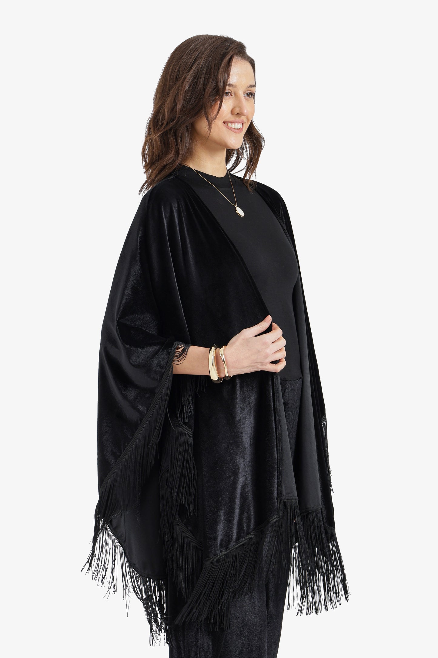 Fringed Velvet Kimono