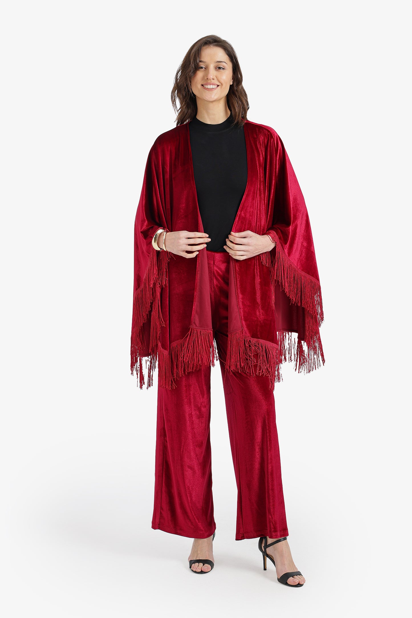Fringed Velvet Kimono