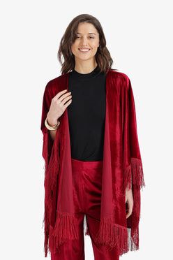 Fringed Velvet Kimono