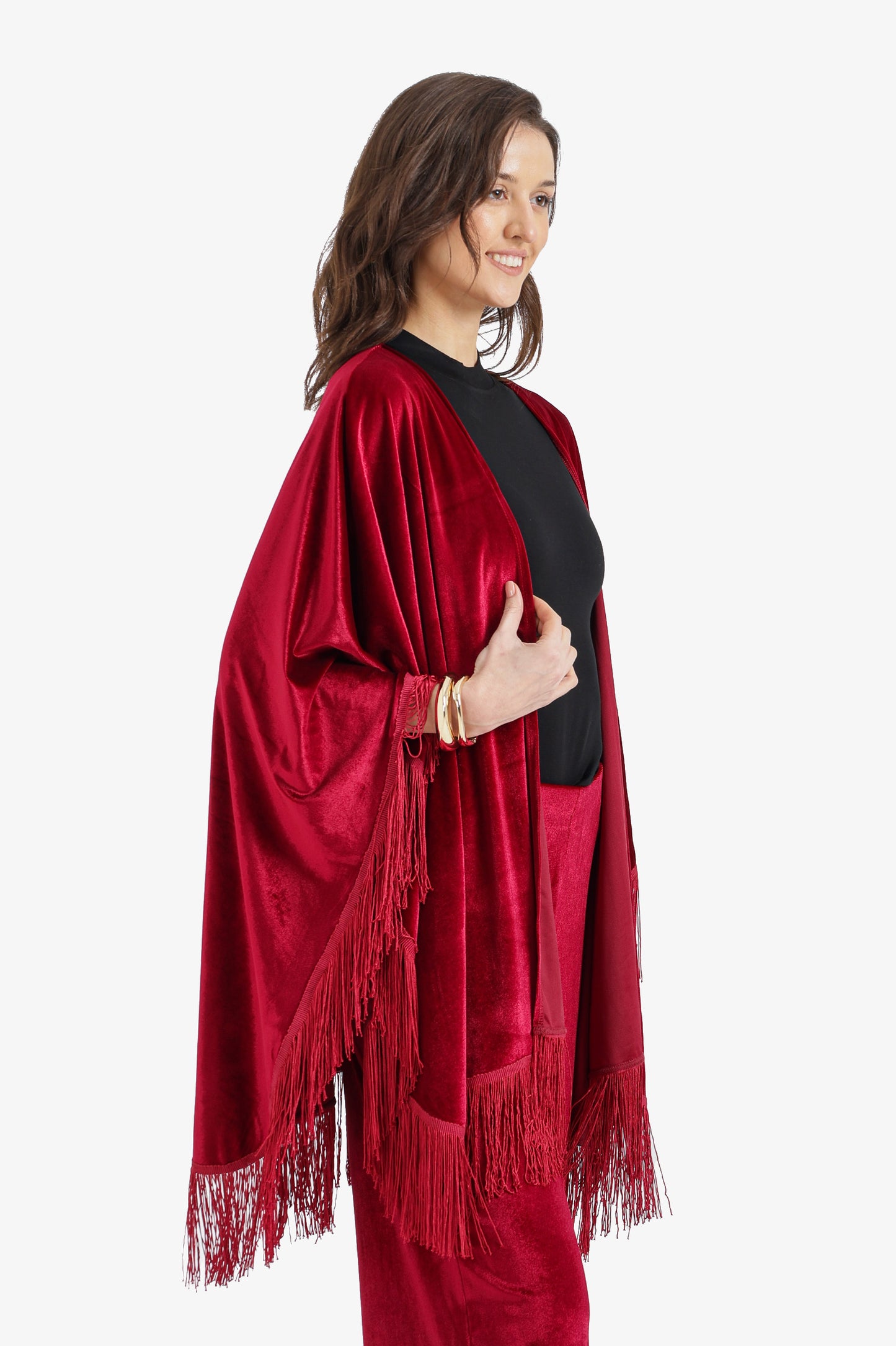 Fringed Velvet Kimono