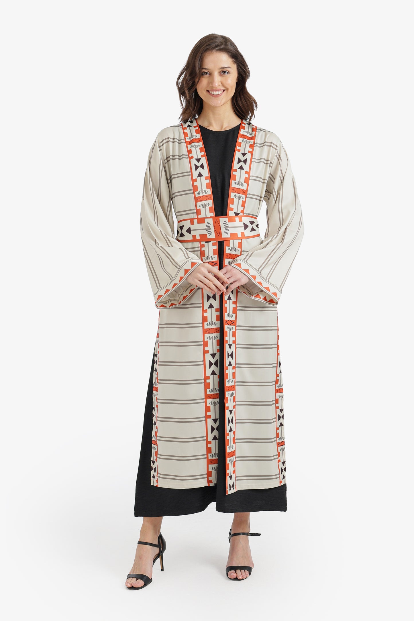 Geometric Border Kimono