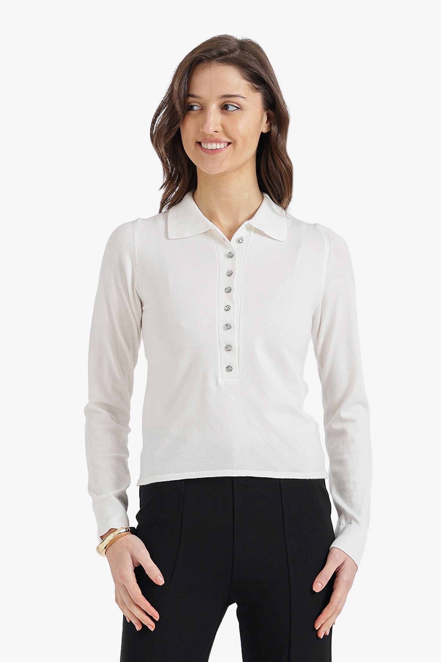 Buttoned Slim Fit Pullover