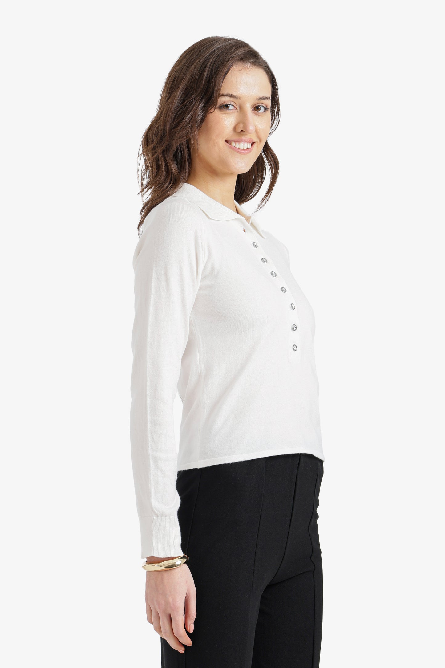 Buttoned Slim Fit Pullover