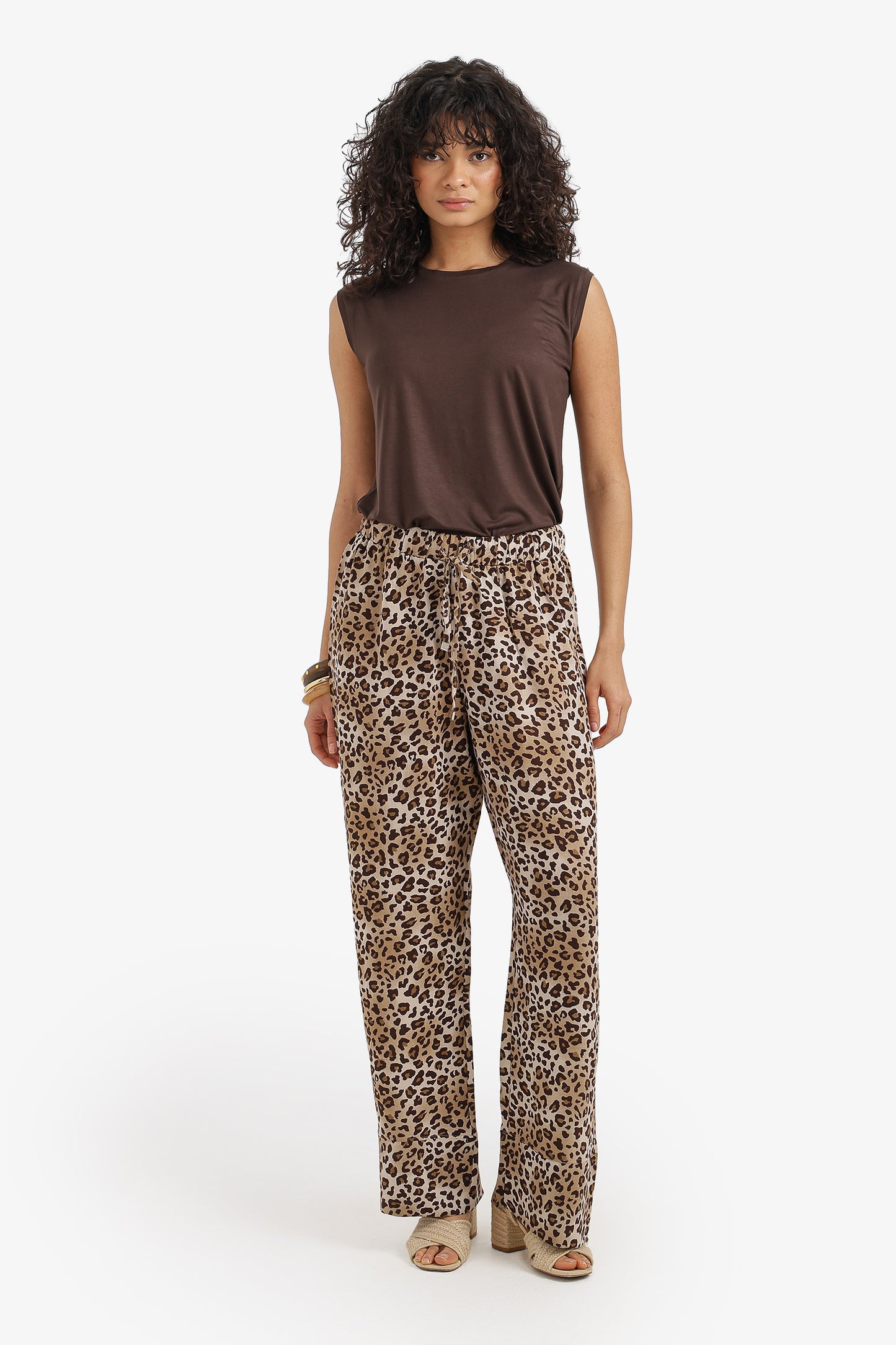 Leopard Pattern Drawstring Pants