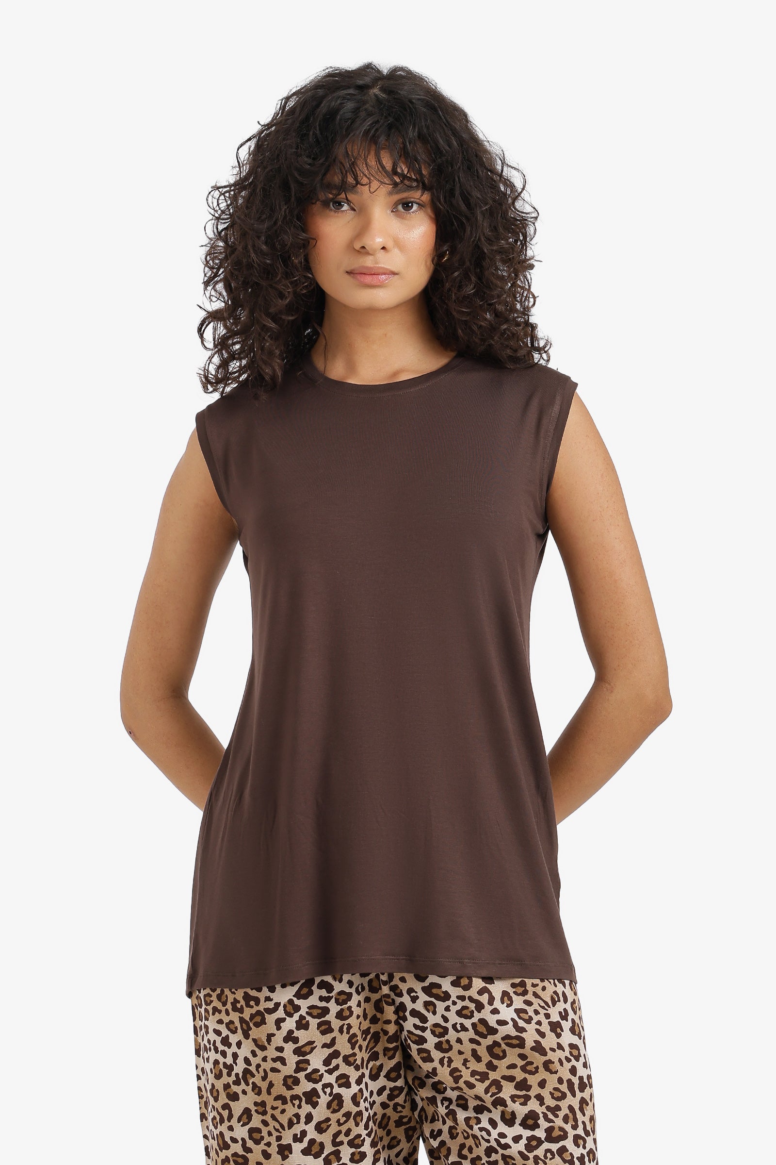 Sleeveless Viscose T-Shirt