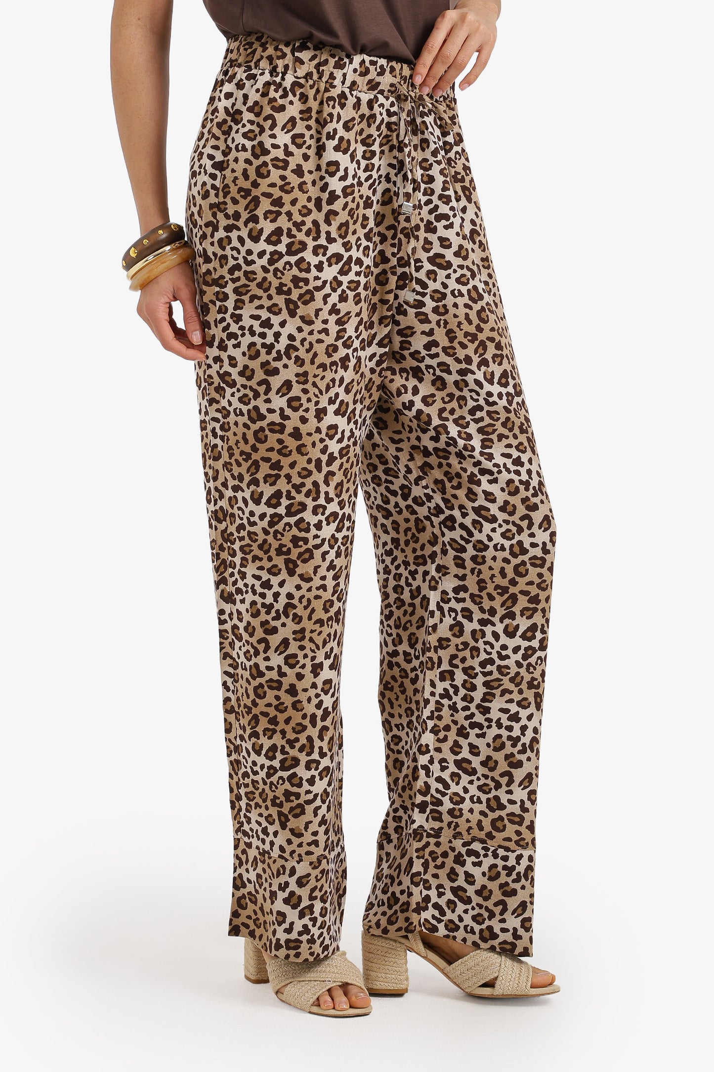 Leopard Pattern Drawstring Pants