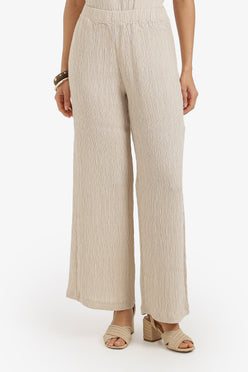 Wide-Leg Textured Pants