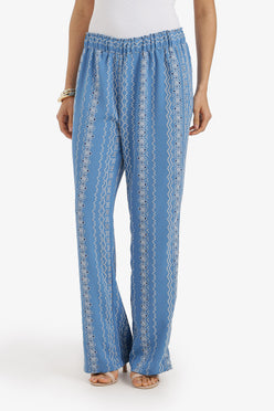 Embroidery-Style Relaxed Pants
