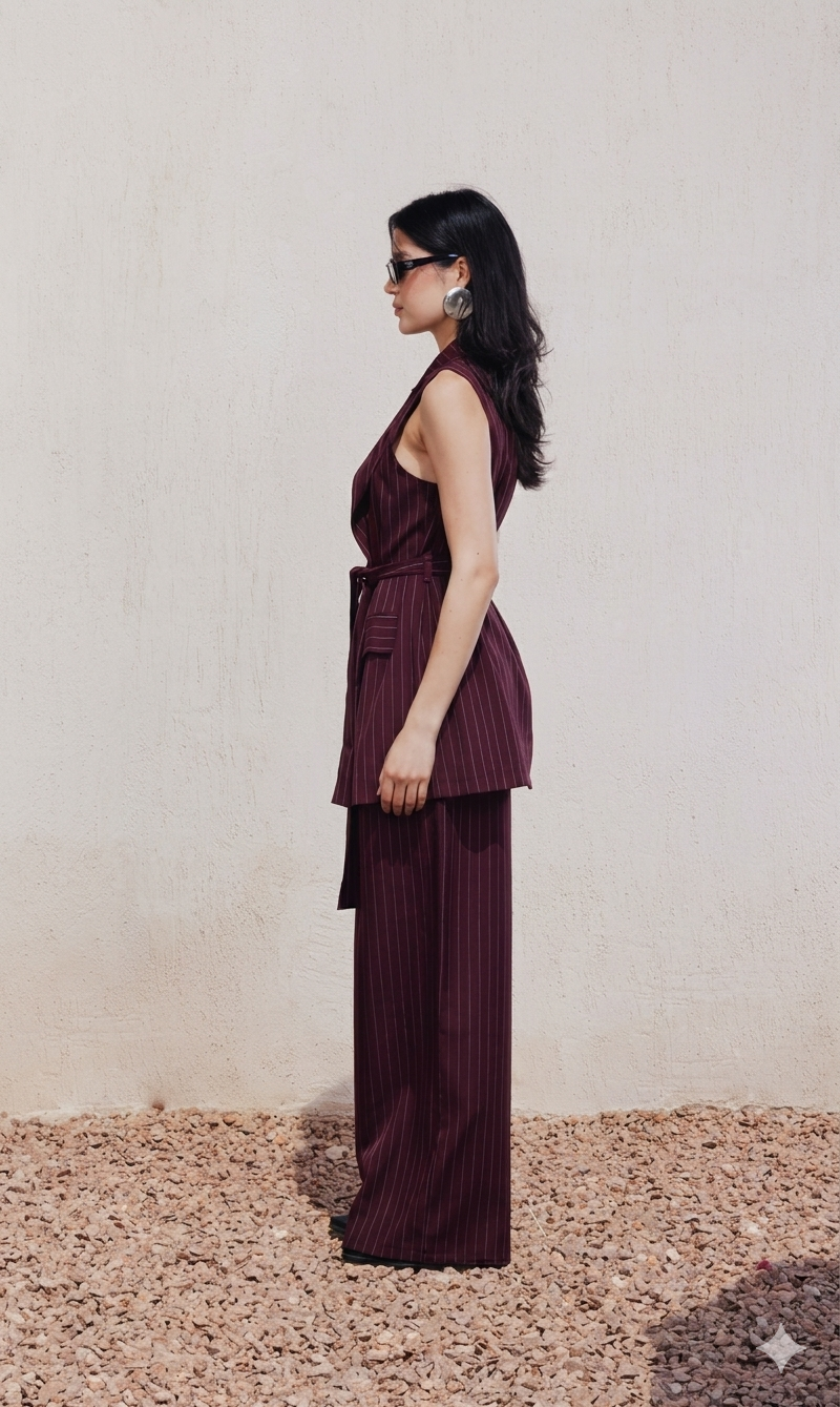 Pinstripe Tie-Back Vest
