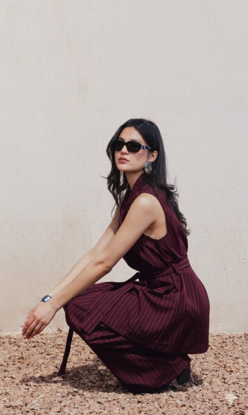 Pinstripe Wide-Leg Pants