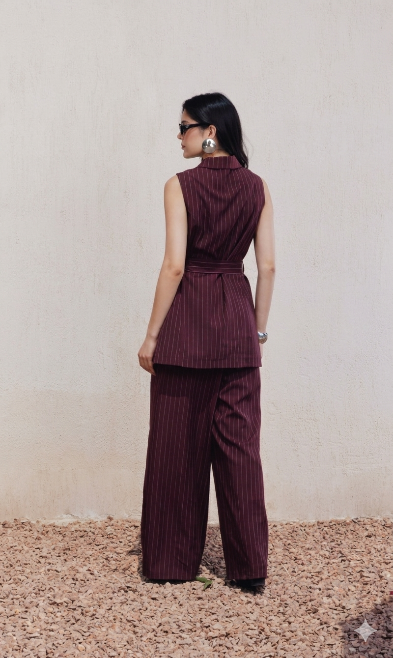 Pinstripe Tie-Back Vest