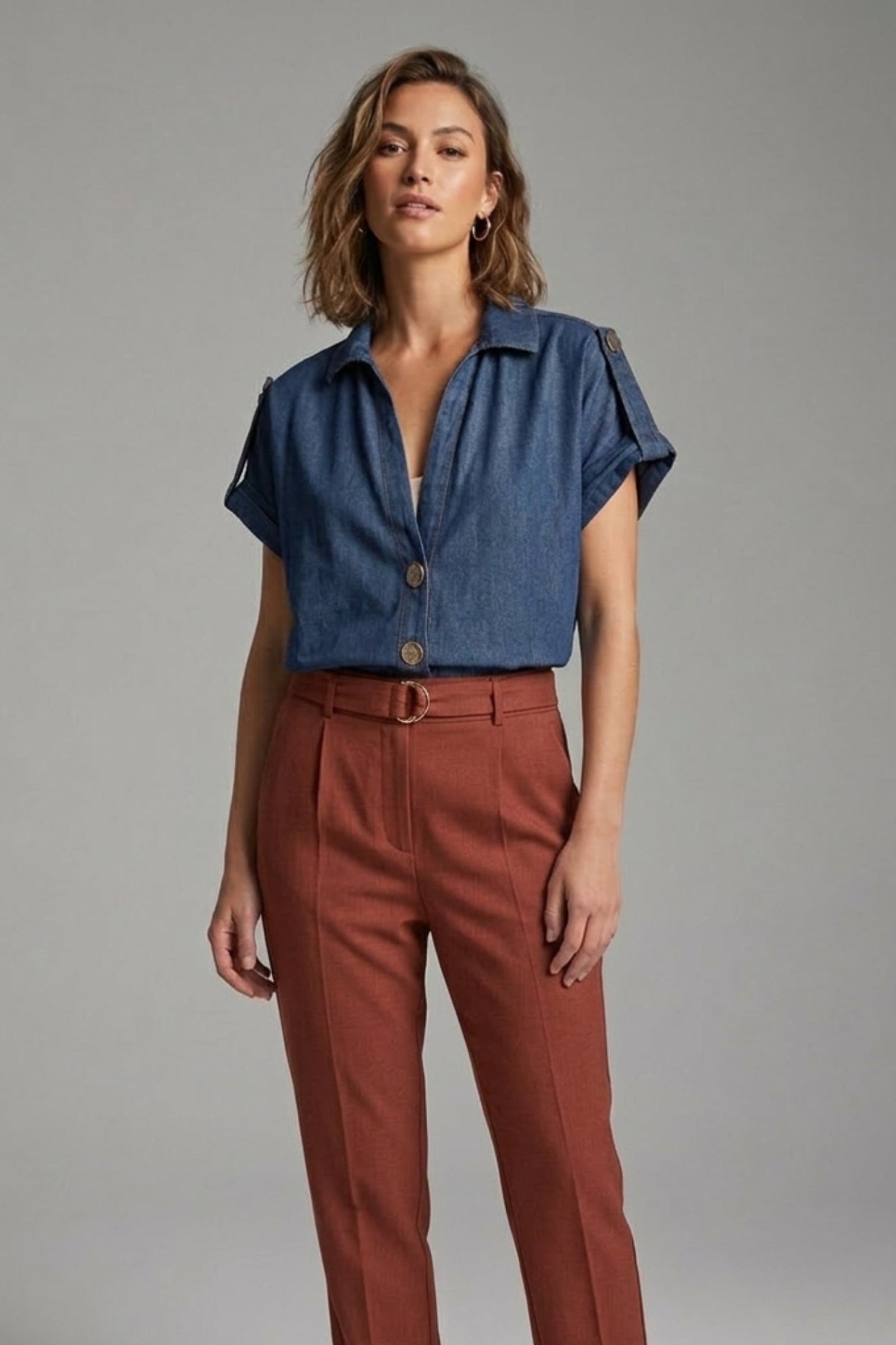 Short-Sleeve Denim Shirt