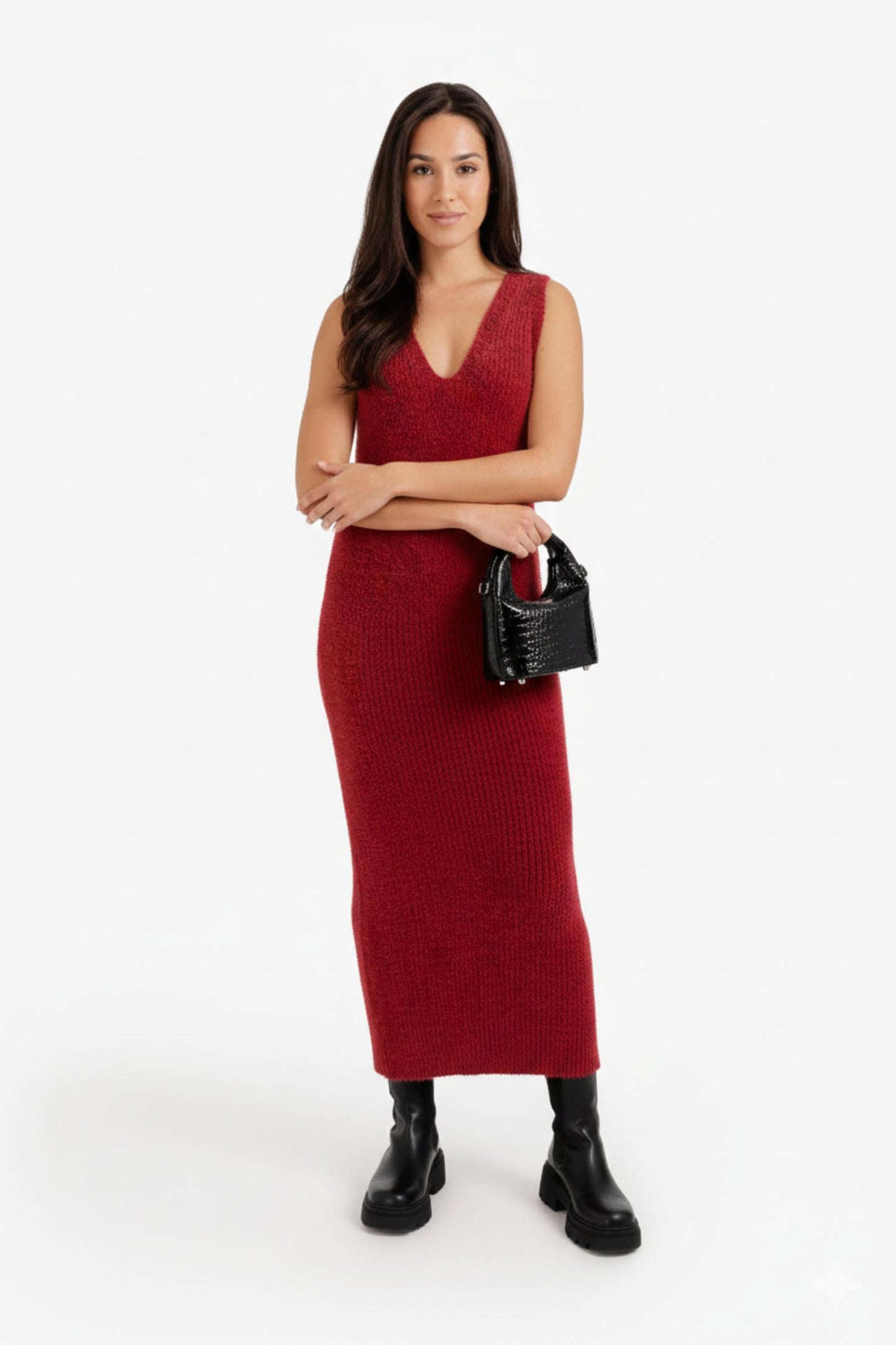 V-Neck Midi Dress