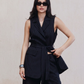 Pinstripe Wide-Leg Pants