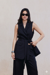Pinstripe Wide-Leg Pants