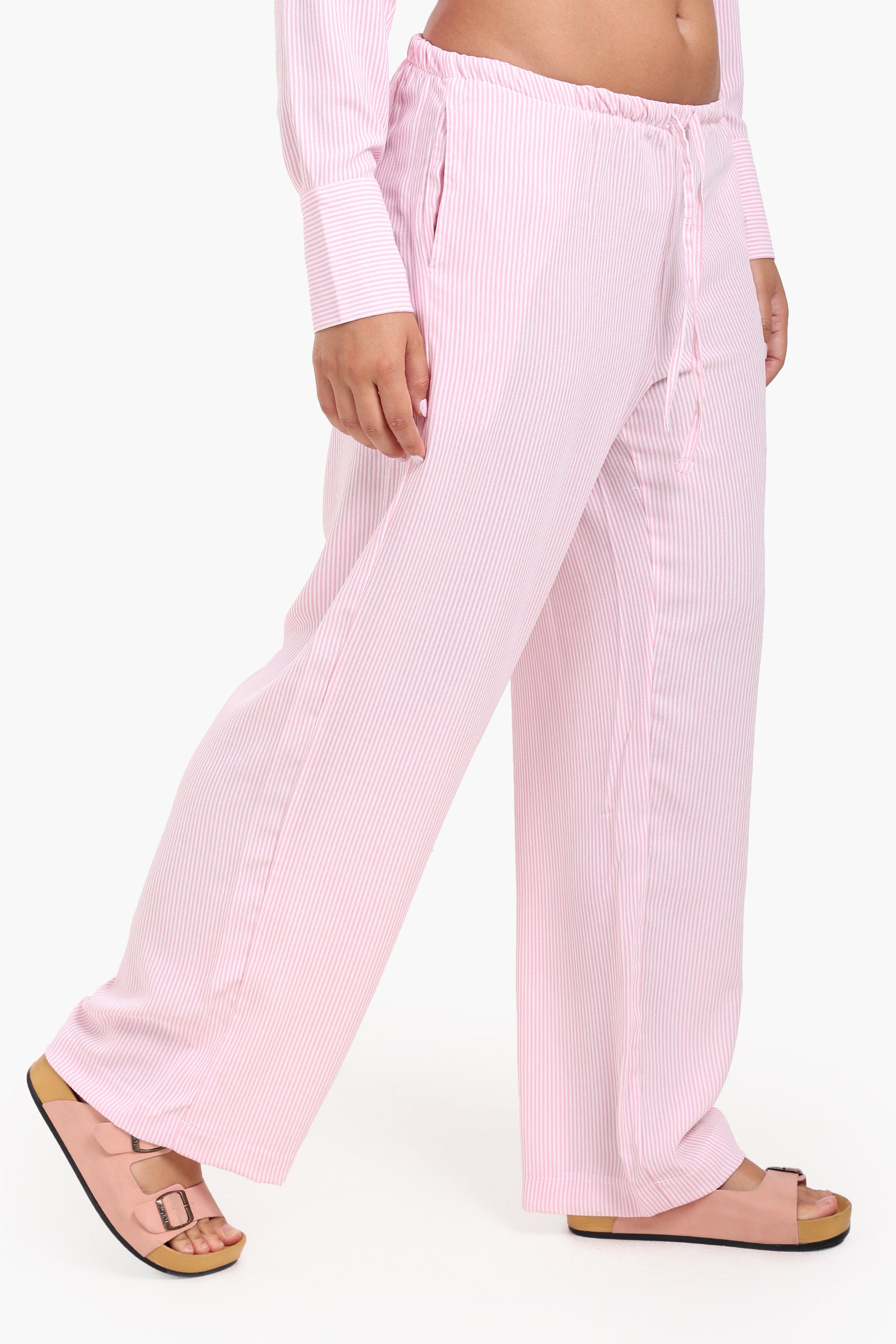 Striped Elastic Waist Pants