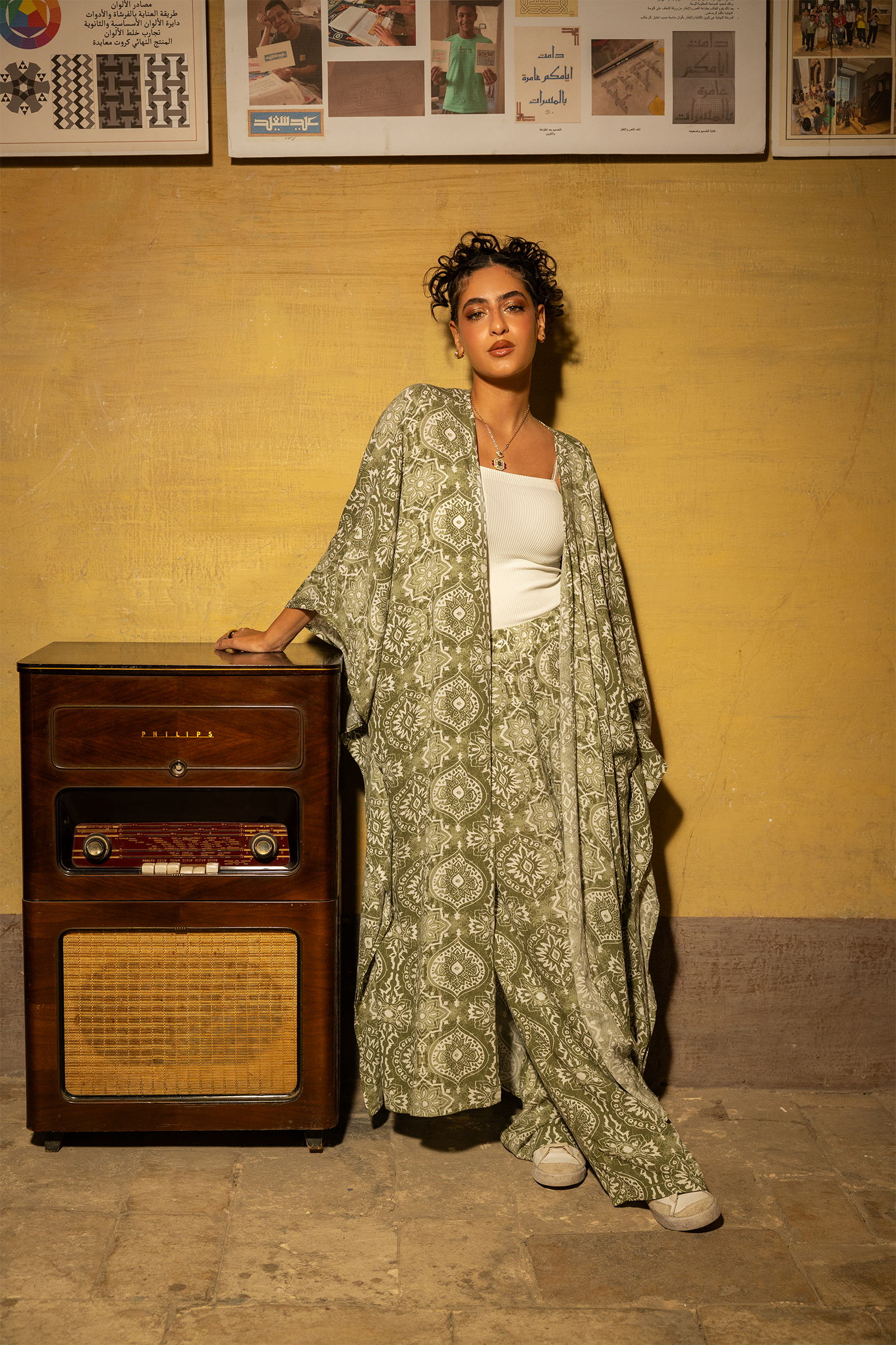 Olive Printed Kimono