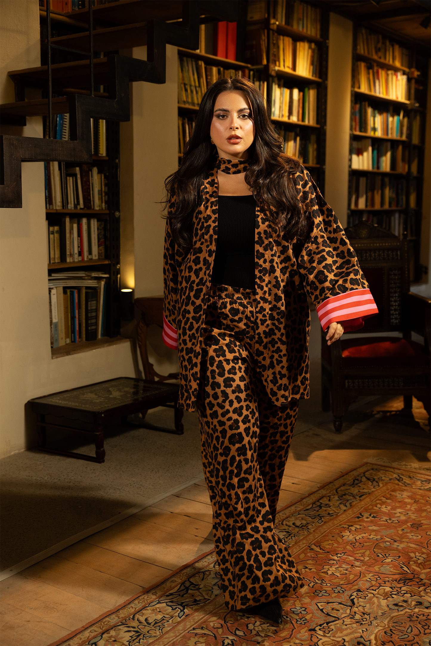 Leopard Print Tencel Pants