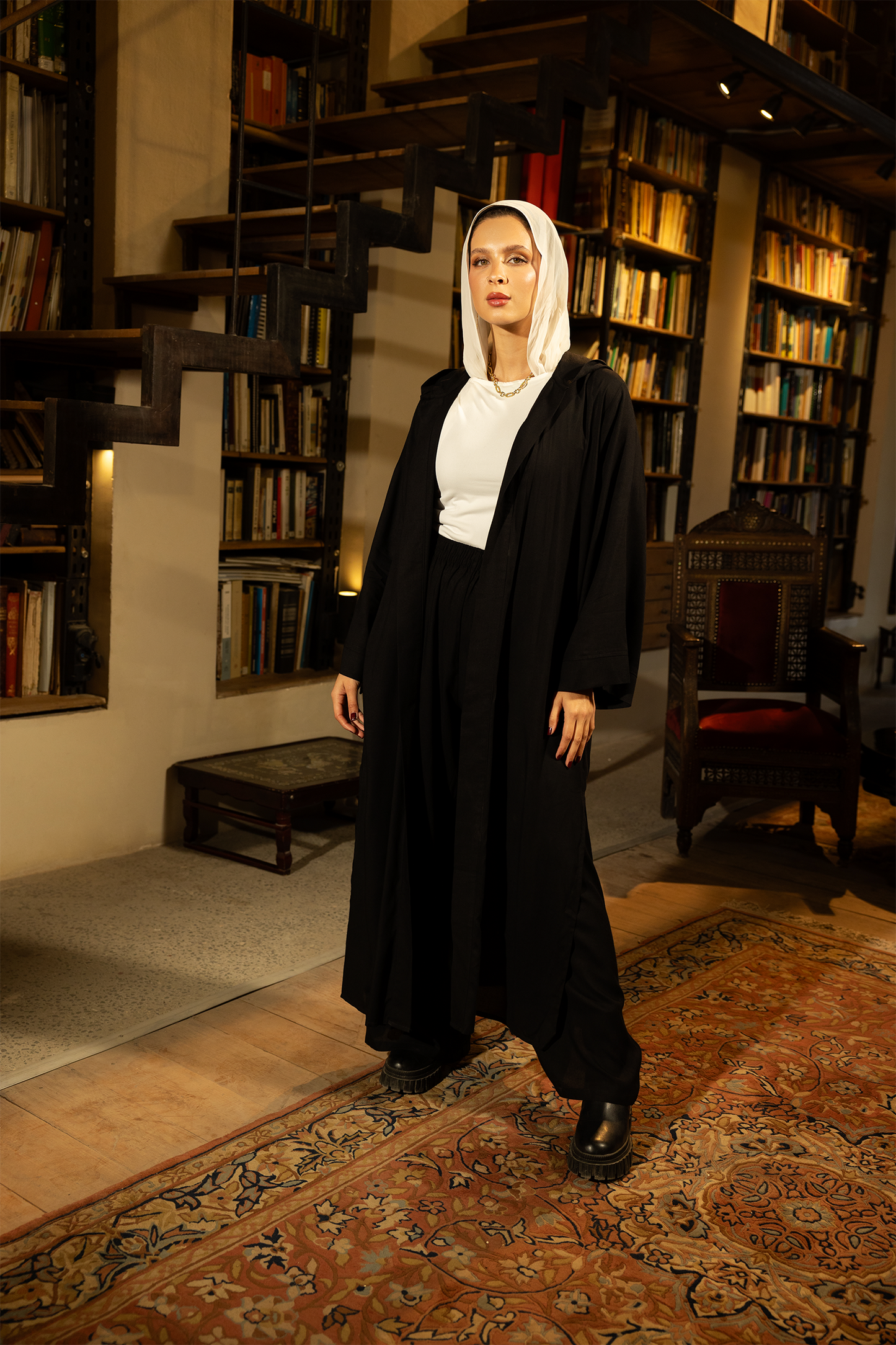 Solid Pattern Hooded Cardigan