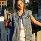 Batwing Cap Sleeve Denim Vest