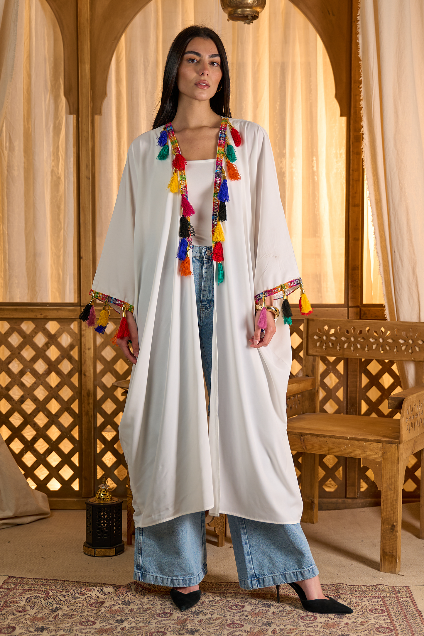 Kimono with Colorful Tassels