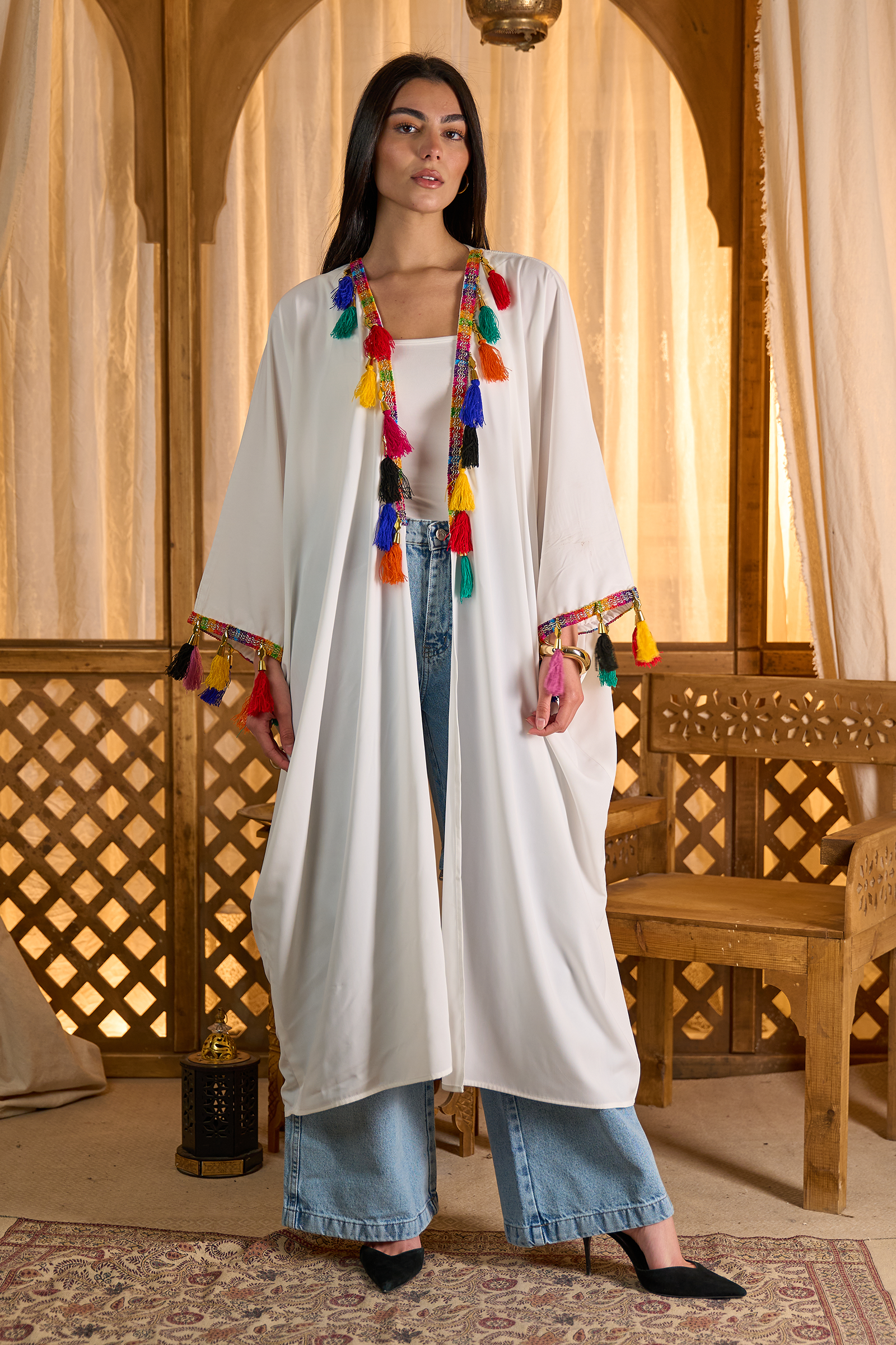 Kimono with Colorful Tassels