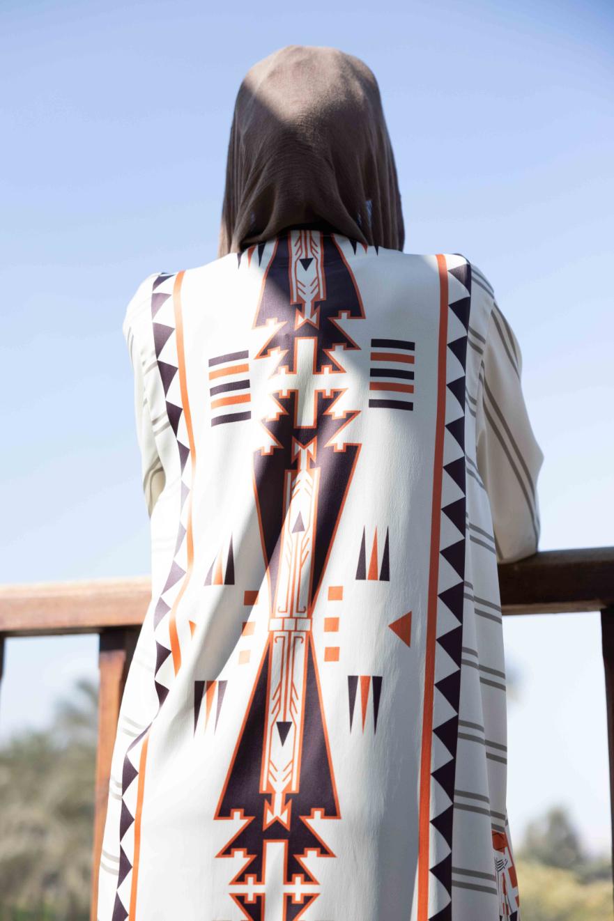 Geometric Border Kimono