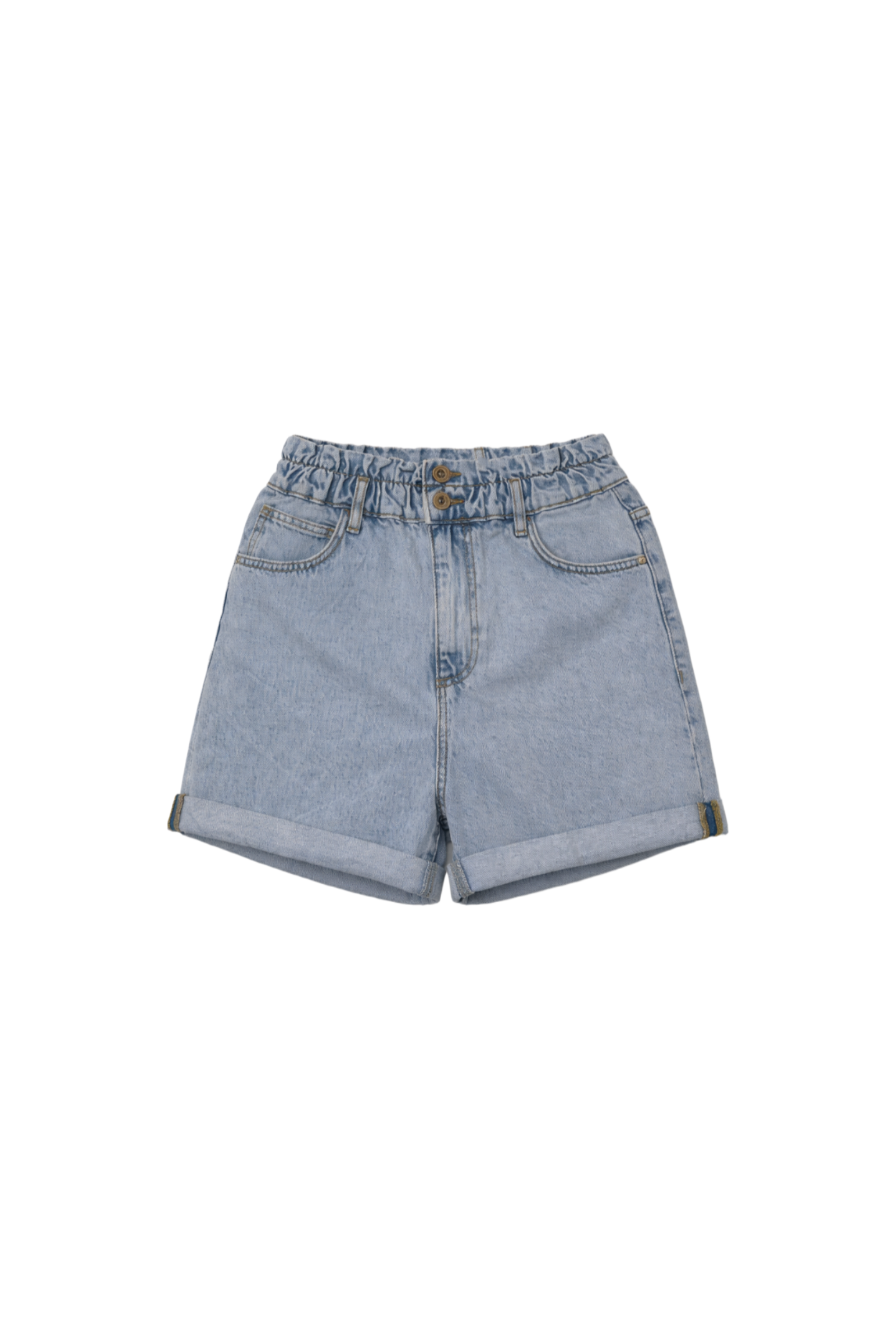 Double-Button Denim Shorts