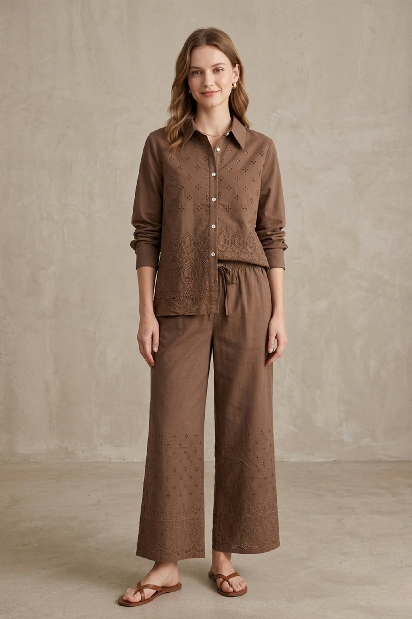 Eyelet Embroidered Pants