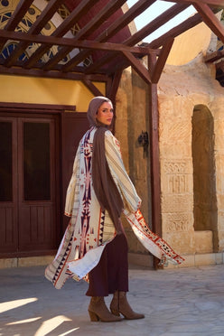 Geometric Border Kimono
