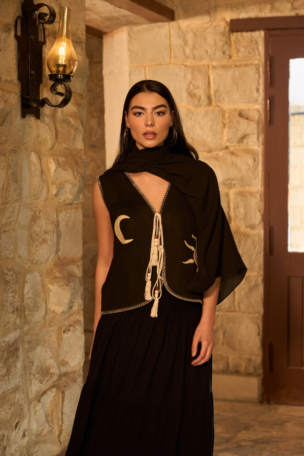 Sun & Moon Embroidered Vest