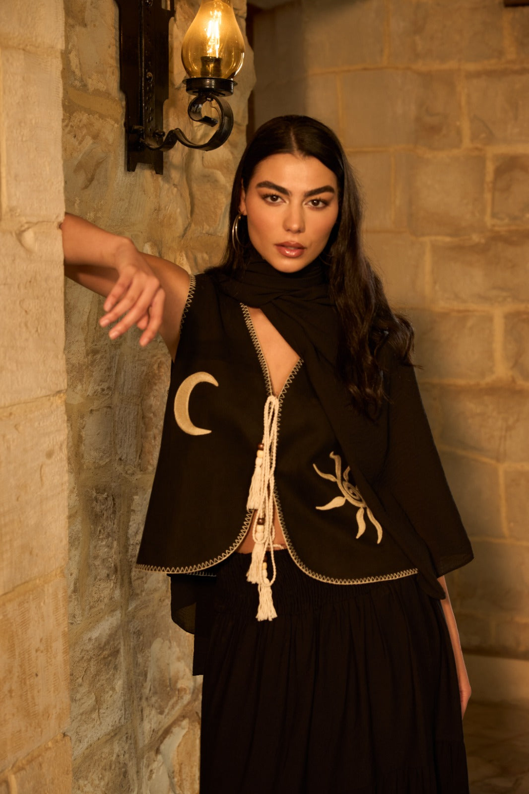 Sun & Moon Embroidered Vest