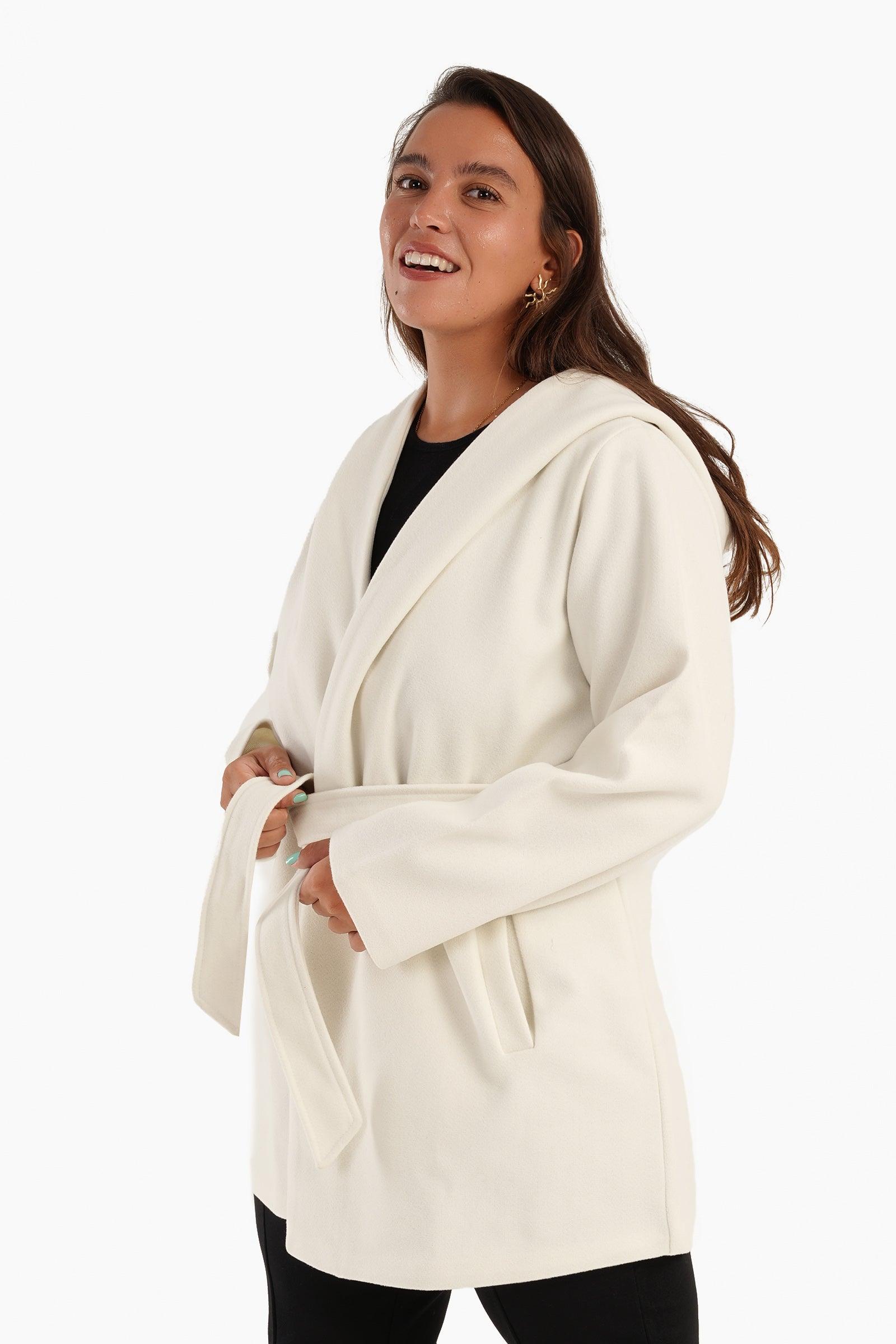 Hooded Wool Blend Coat