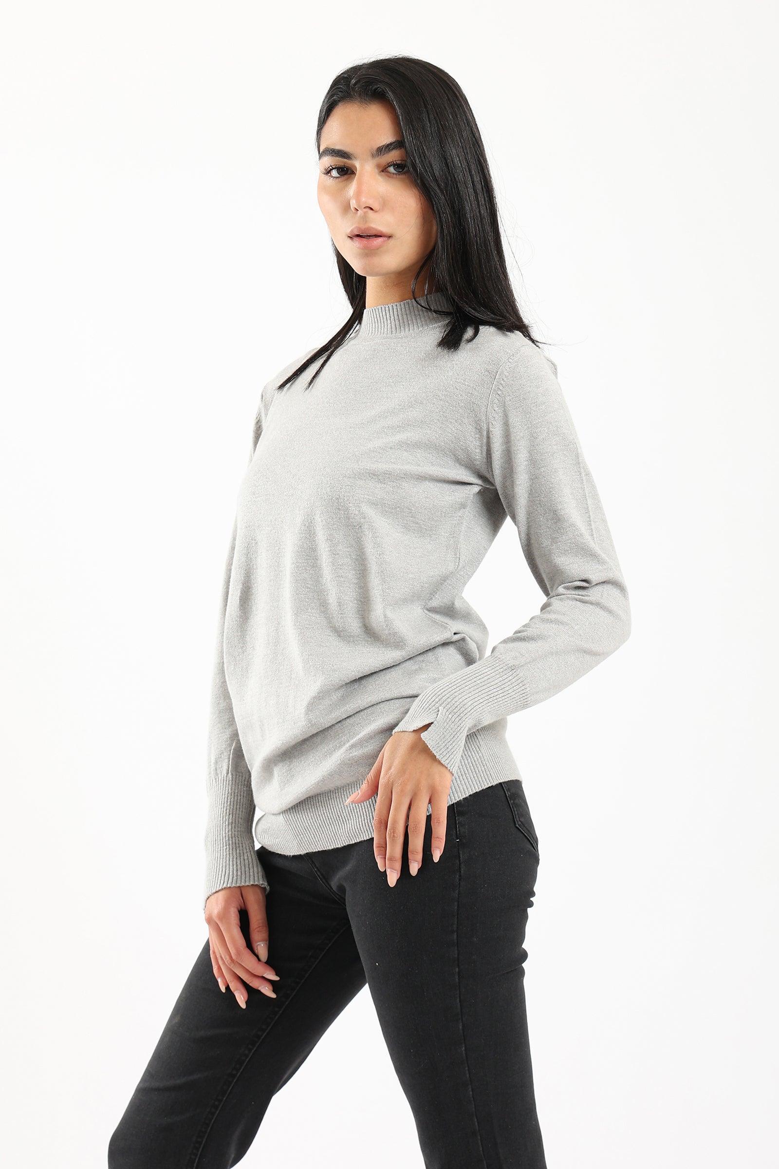 Ribbed Mock Neck Pullover - Clue Wear