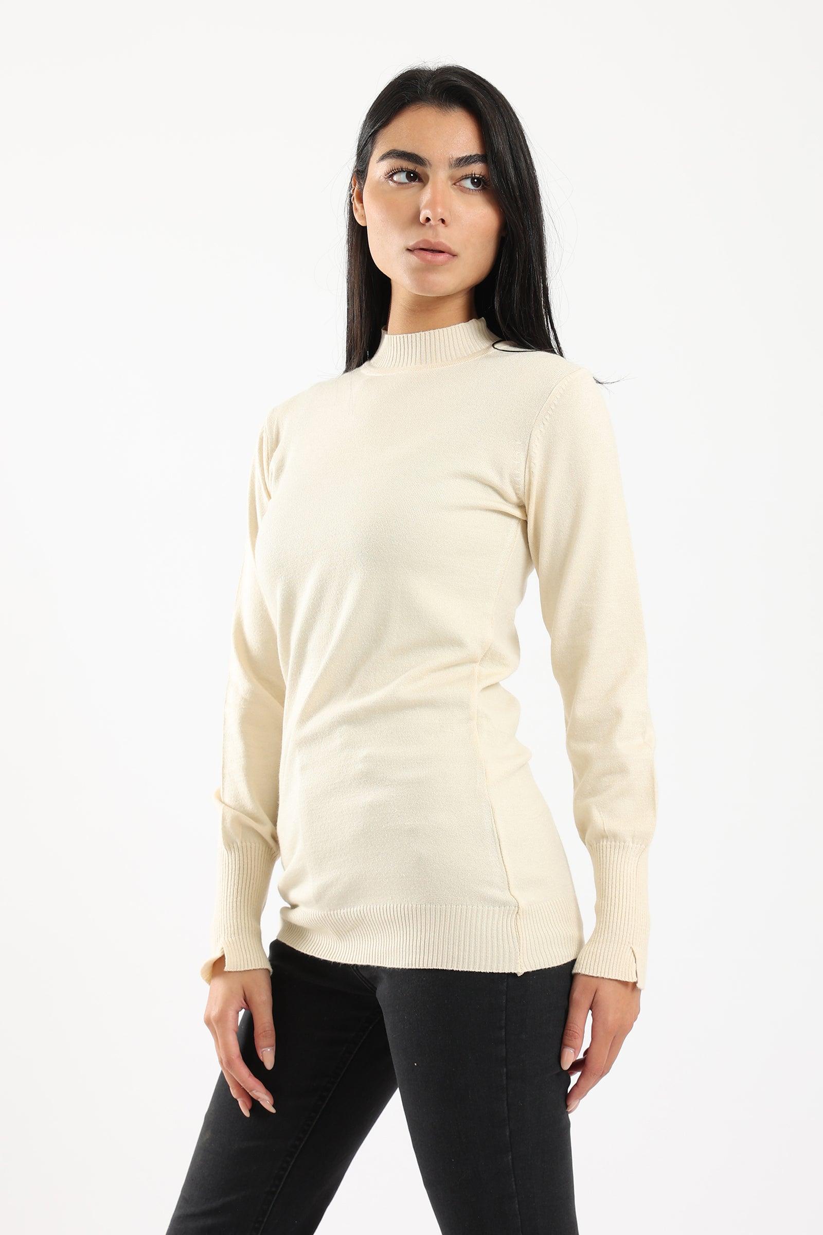 Ribbed Mock Neck Pullover - Clue Wear