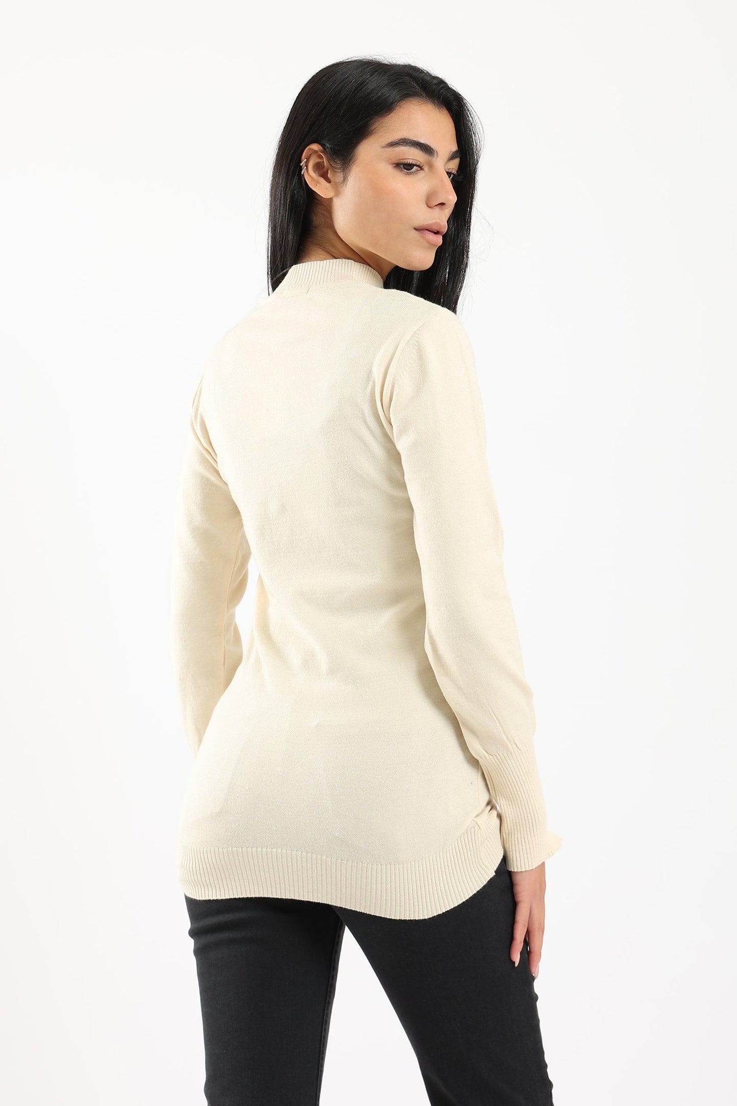 Ribbed Mock Neck Pullover - Clue Wear