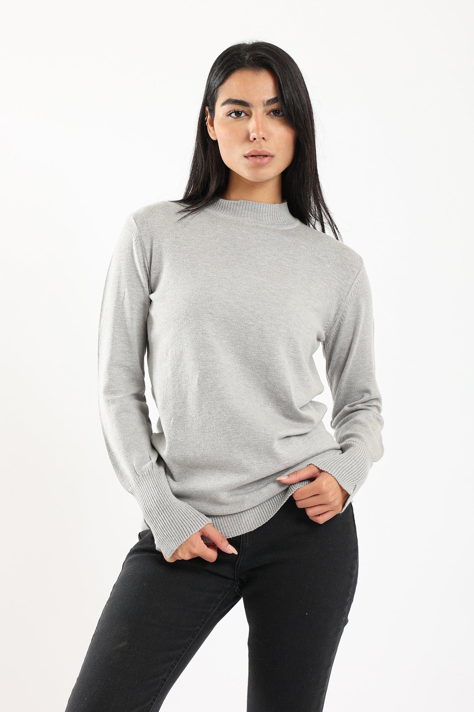 Ribbed Mock Neck Pullover - Clue Wear
