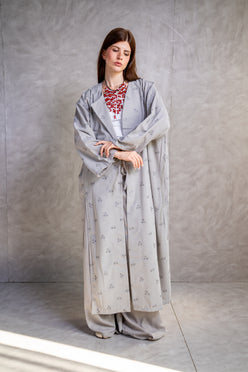 Embroidered belted Kimono