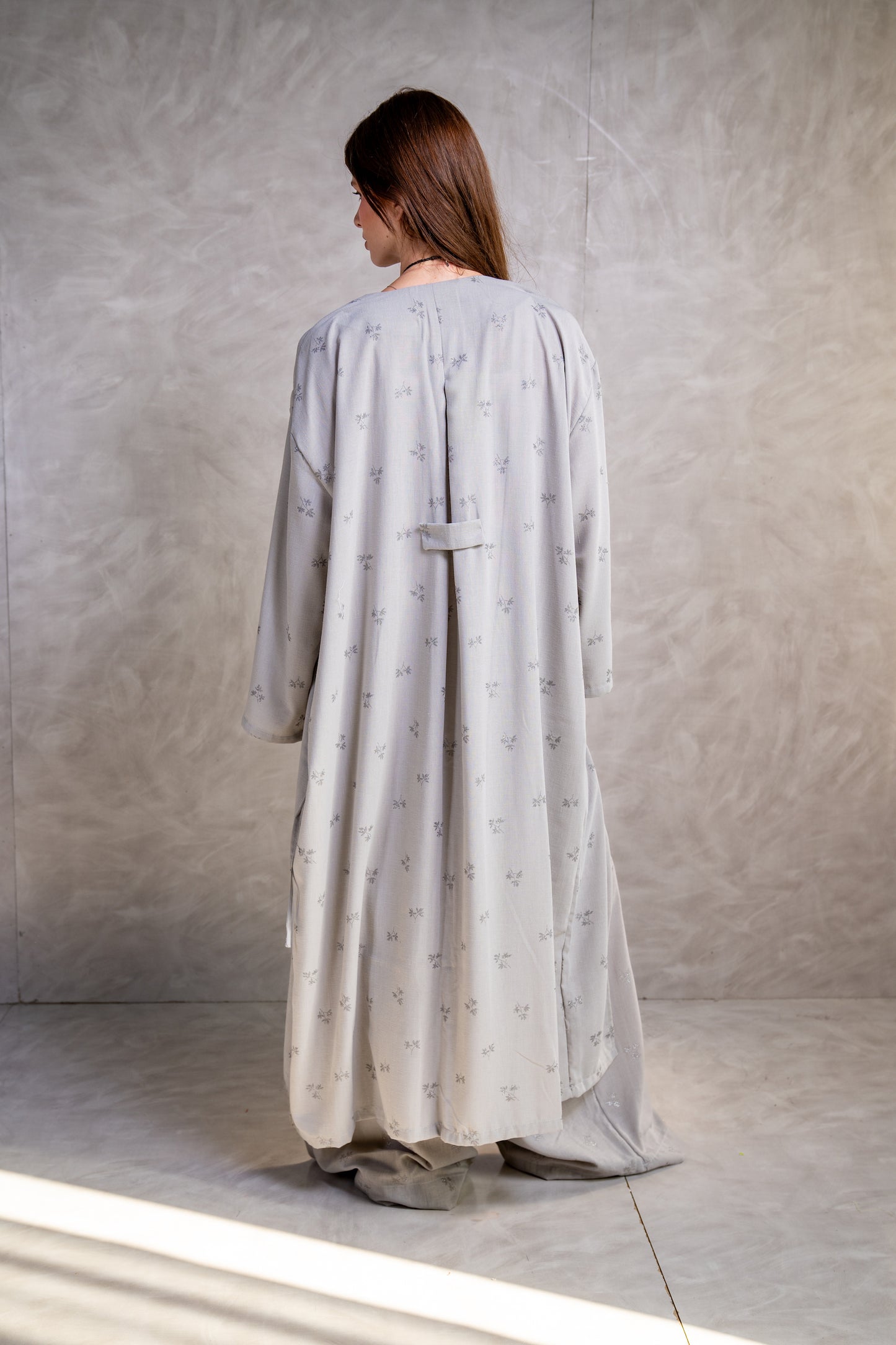 Embroidered belted Kimono