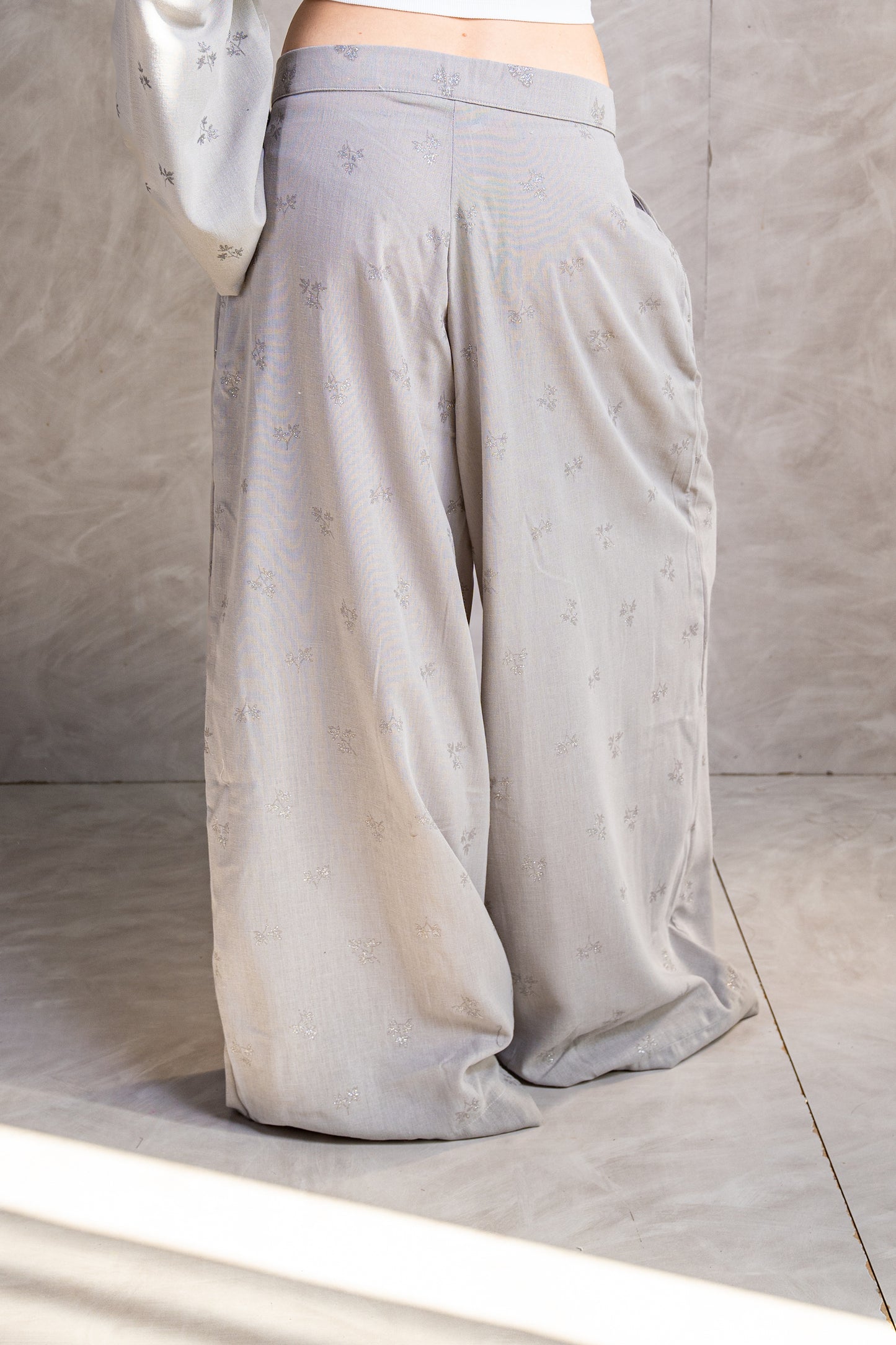 Embroidered Wide Trousers