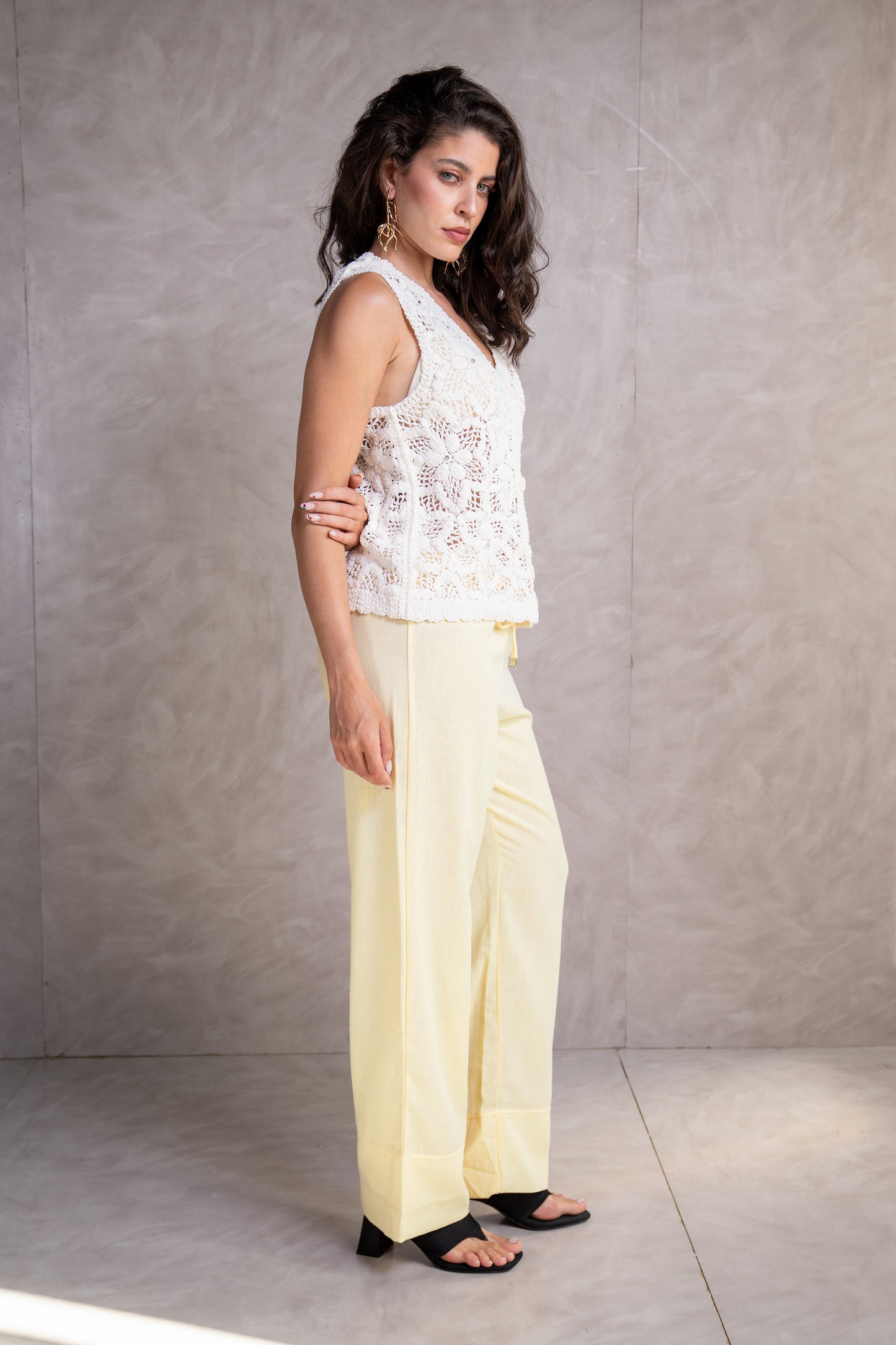Cropped Crochet Beach Vest