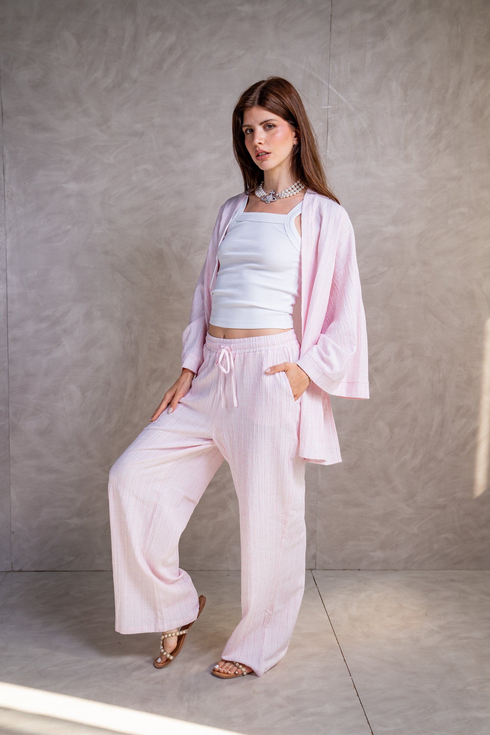 Textured Drawstring Pants