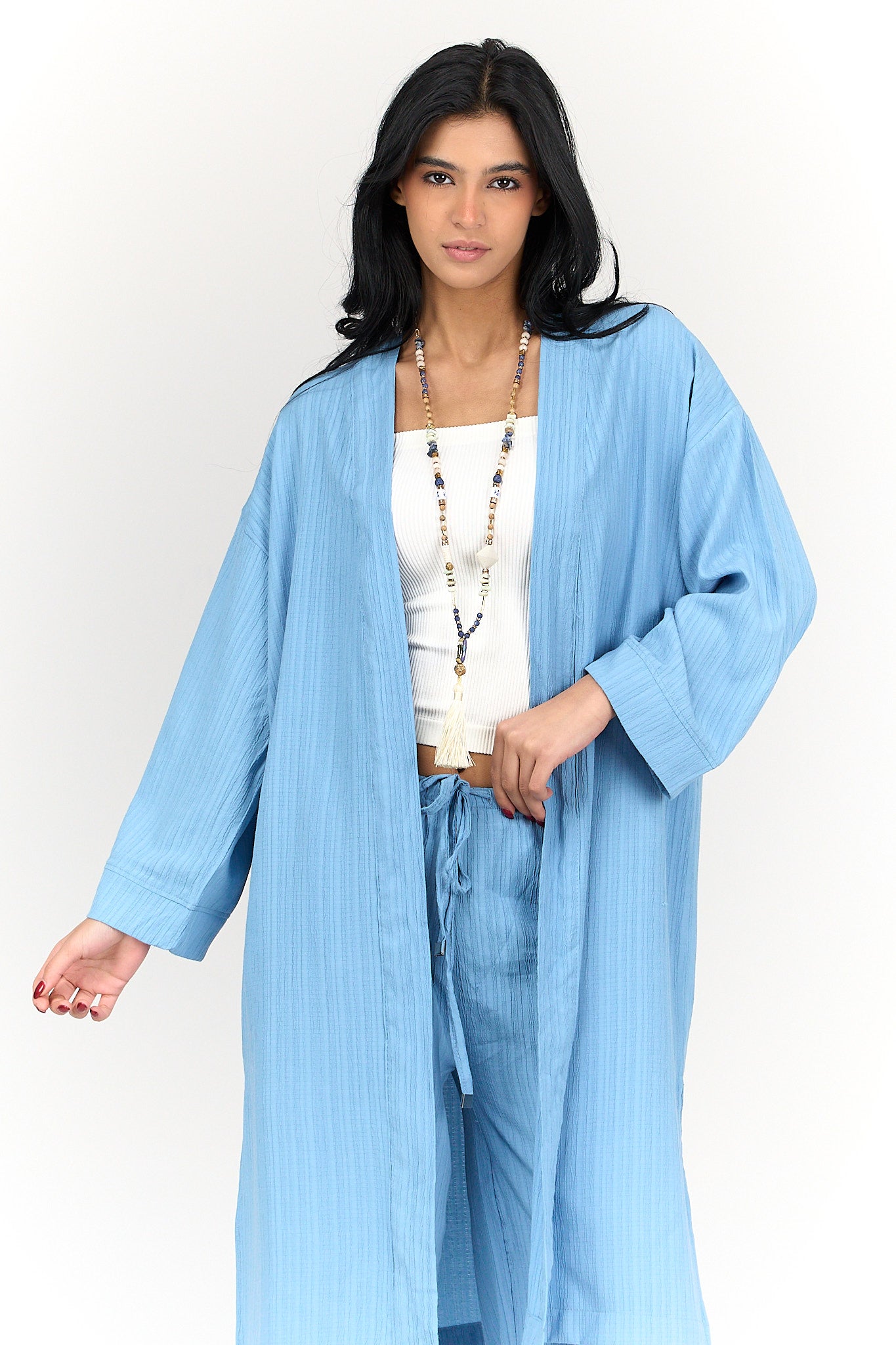 Textured Pattern Midi Kimono