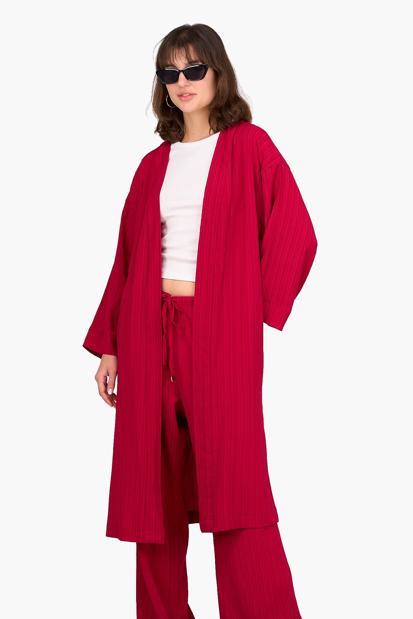 Textured Pattern Midi Kimono