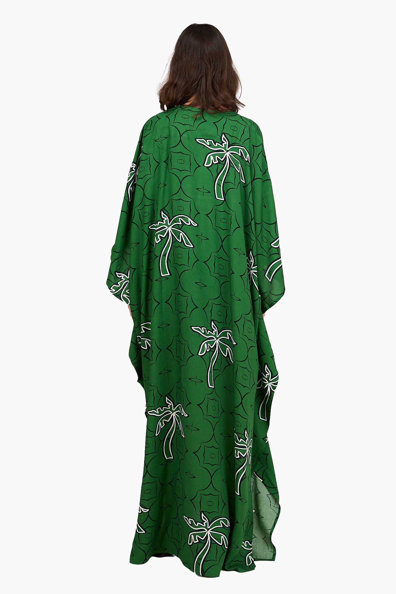 Palm Printed Green Abaya