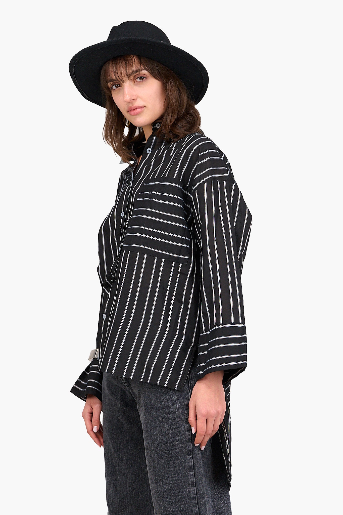 Striped High Low Shirt