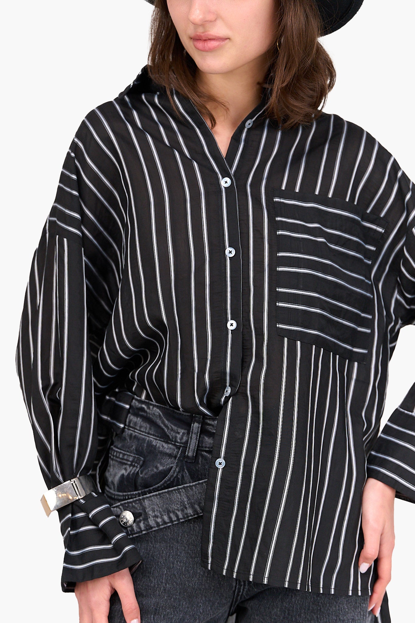 Striped High Low Shirt