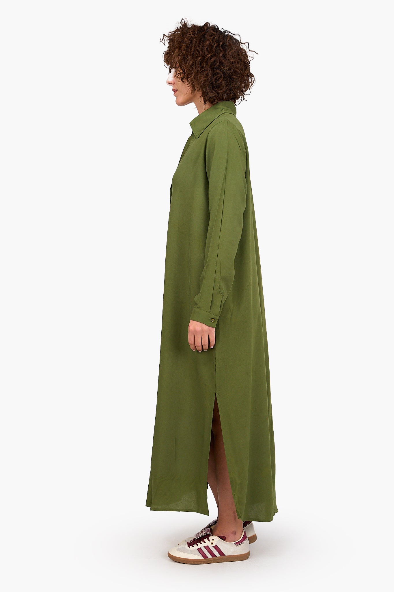 V-Collared Neck Shirt Dress