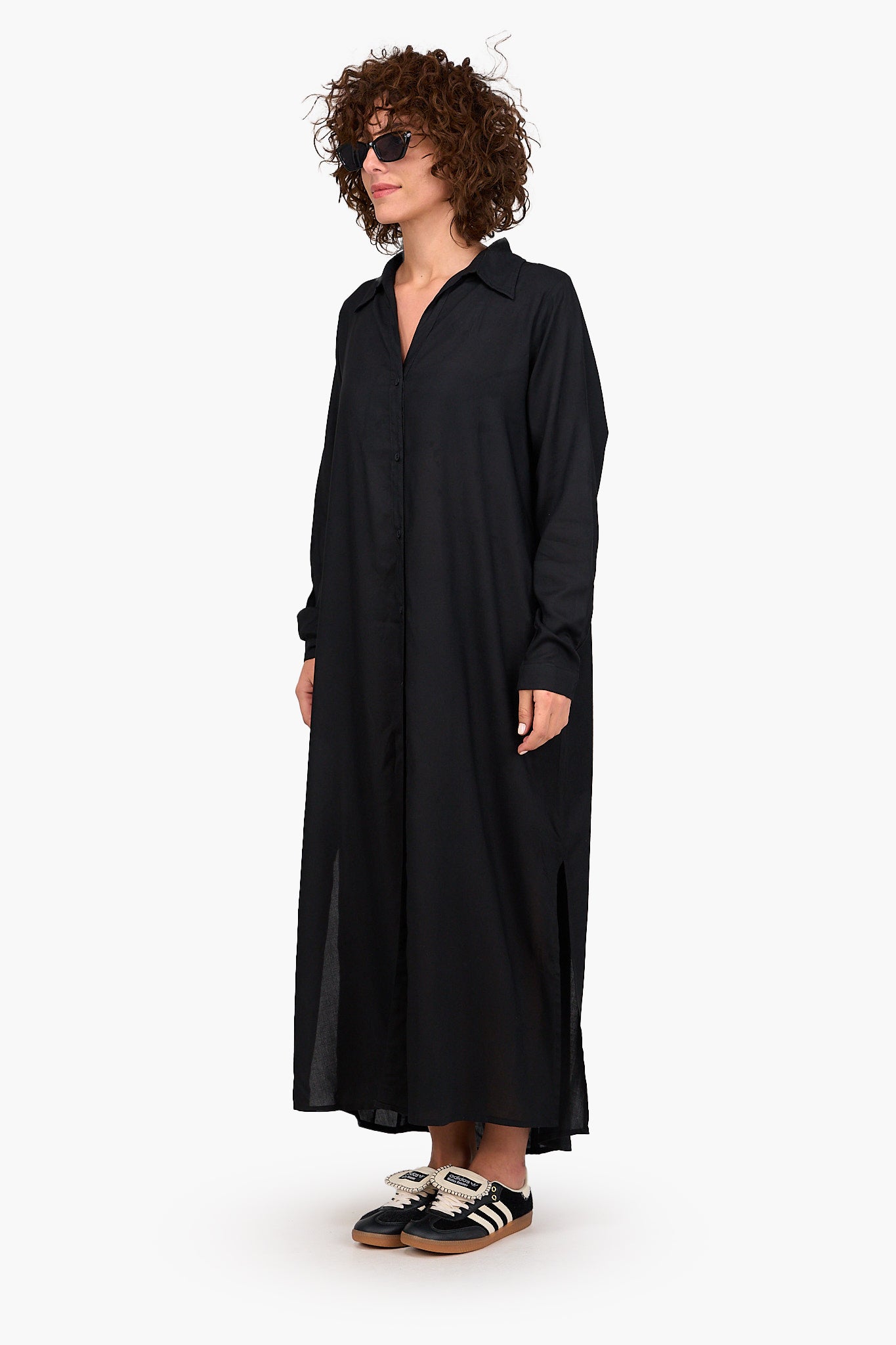 V-Collared Neck Shirt Dress