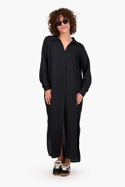 V-Collared Neck Shirt Dress